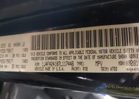 2007 Jeep Wrangler X из США, поврежденный, VIN 1J4FA24187L117446